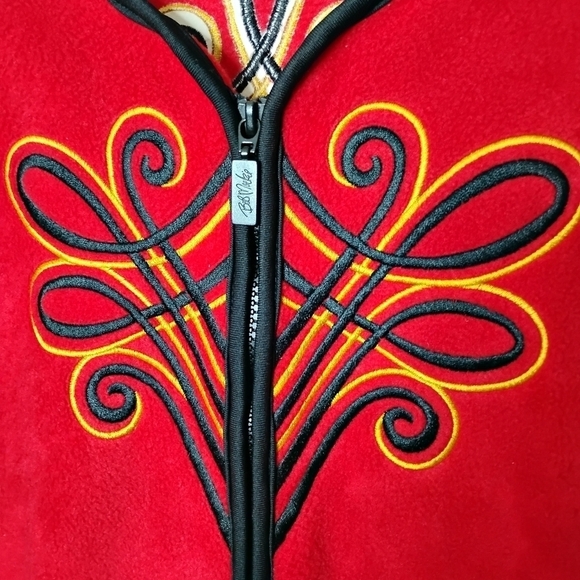 Bob Mackie Wearable Art Jacket 2X Fleece Embroidered Zip Up Statement Fall Plus - Picture 3 of 7